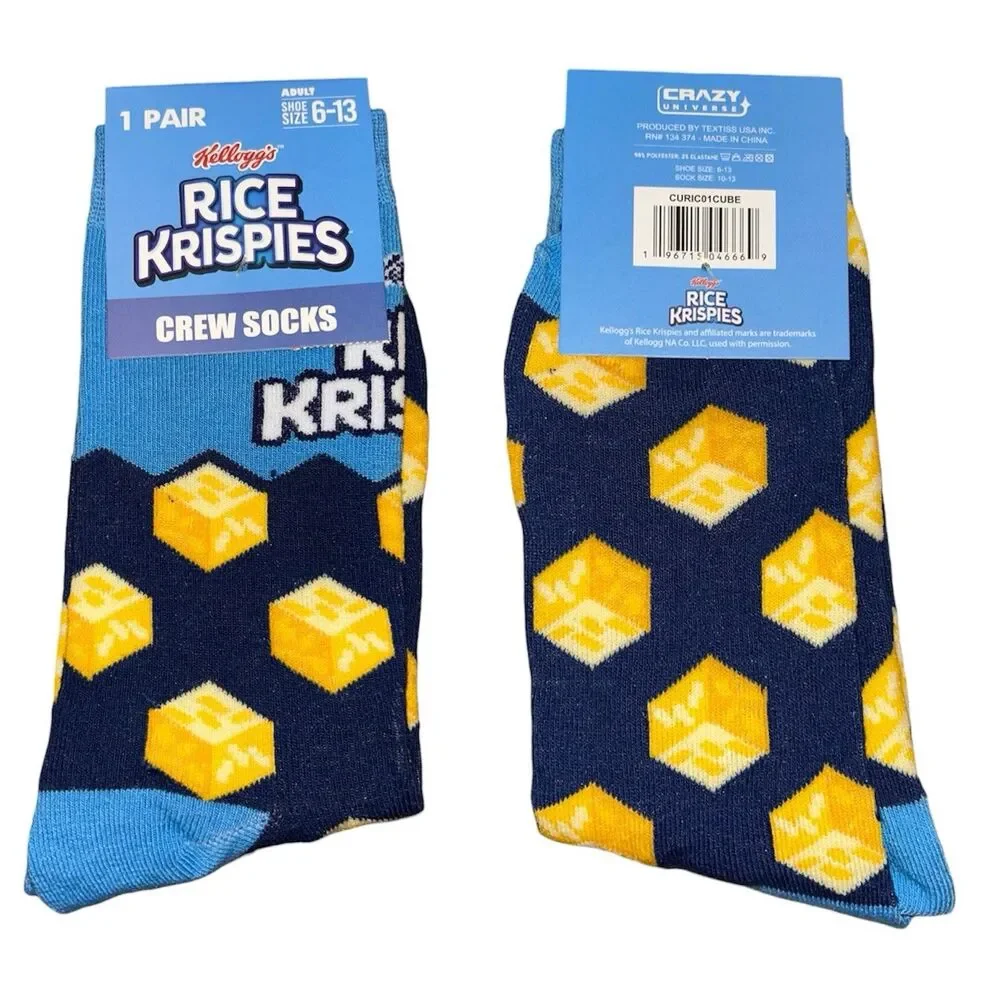 4x Rice Krispies Novelty Crew Socks Adult Set Size 6-13